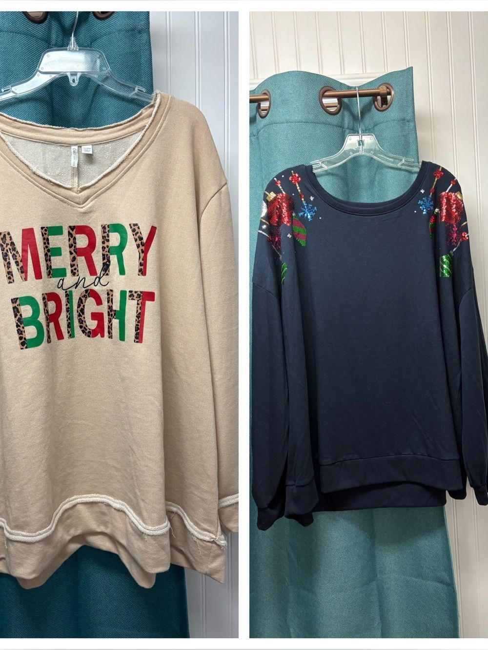 Catos Bundle of 2 Christmas Sweatshirts NWT and NWOT Size 26/28